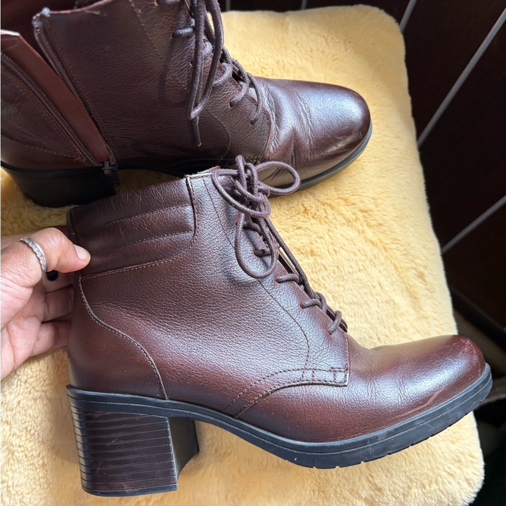 Clarks Brown Lace Up Booties